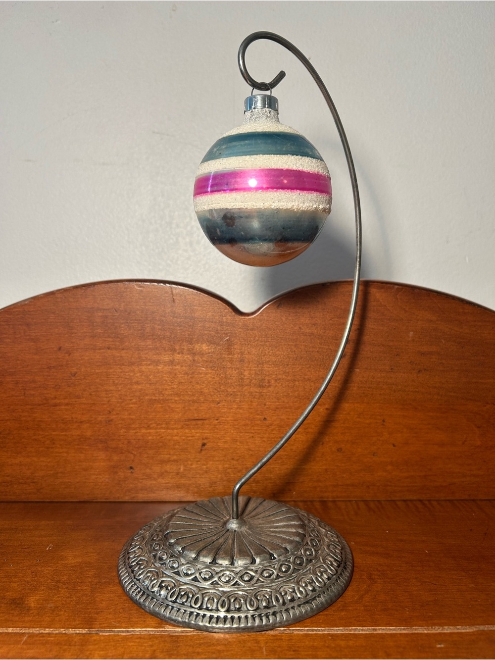 Quantity 1 - Vintage Shiny Brite Mica & Stripe Christmas Ornament